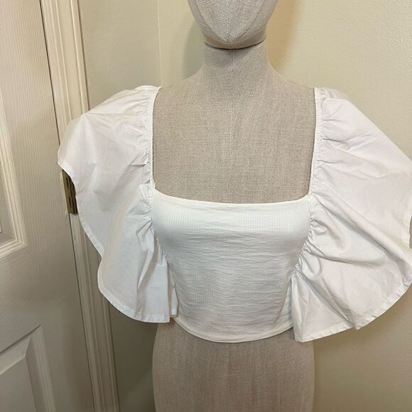 Zara Combination Fabric Cropped Top. Great Condition Size L - Picture 8 of 9